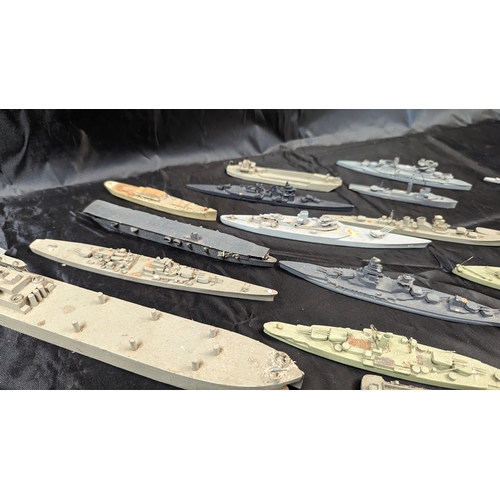 624B - A Large Collection of Mainly wooden scale battleships - many 100/30 scale. E Matthews Vile Paris, Bo... 