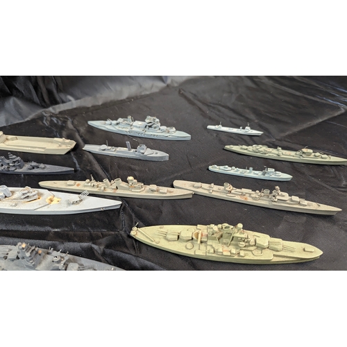 624B - A Large Collection of Mainly wooden scale battleships - many 100/30 scale. E Matthews Vile Paris, Bo... 