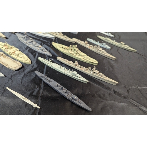 624B - A Large Collection of Mainly wooden scale battleships - many 100/30 scale. E Matthews Vile Paris, Bo... 