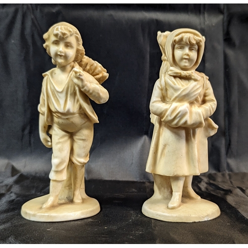 866 - A Pair of Royal Rudolstadt Antique Figures of a Boy and Girl Collecting Wheat