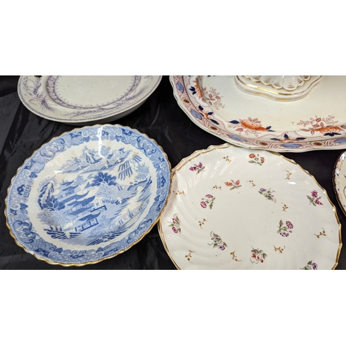 869 - A Quantity of Antique English and Continental Plates, Chargers and Bowls, Davenport, Minton , Ceres ... 