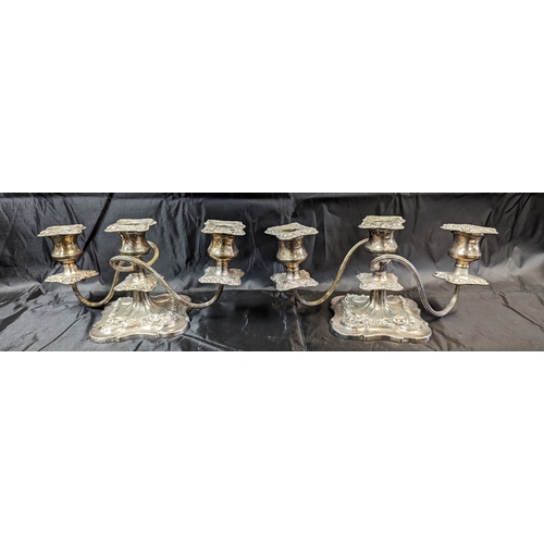 113 - A Pair of Silverplateware Table Candelabra's