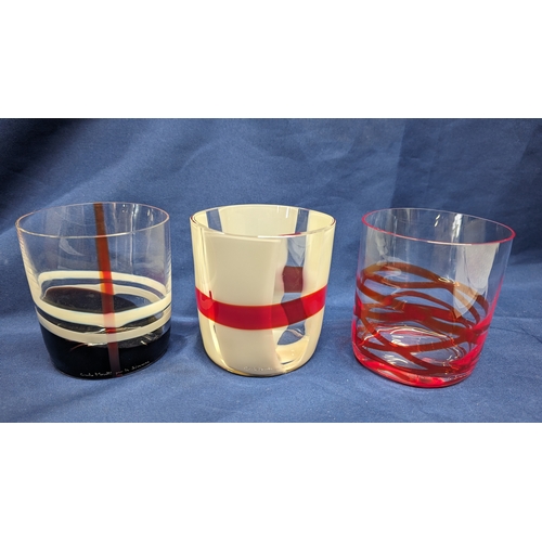 107 - Carlo Moretti Murano Glass Tumblers x 3.
- 2005 White and Red
- Red and Clear believed to be 2005
-B... 