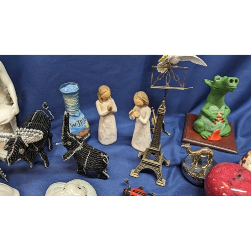 739 - A Collection of Vintage Oddments inc. Beaded Animals, Marble Apple, Floris London Pomadore, Willows ... 