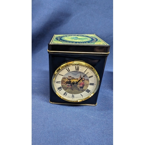 167 - Vintage Clock Tea Tins by Roger Lascelles x 2. - Golf at St Andrews Scotland 3.5