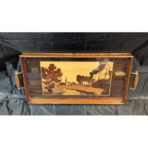 1176 - A Marquetry tray - 55 x 30cm.   From the country estate.