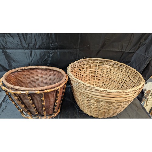 1178 - A wicker log basket and bamboo and wicker bin 
Bin - 30 x 40 x 30 
Log Basket - 30 x 50 diameter
  F... 