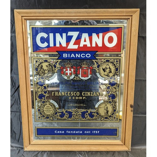 906 - A Cinzano Bianco mirror - 53 x 68cm