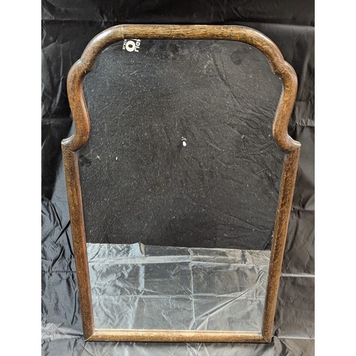 977 - A Vintage scalloped walnut mirror - 78 x 48cm