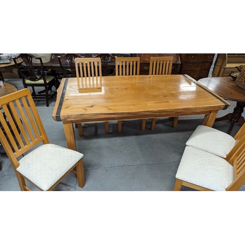 127 - South African Yellow Wood table and six chairs - Made in Plettonberg Bay by Yellowwood creations LTD... 