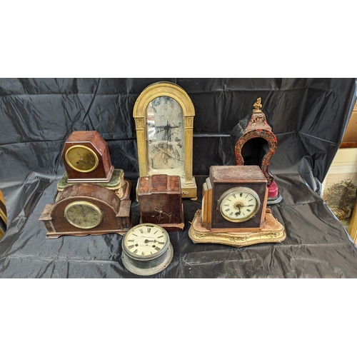 1246 - An Assortment of Clock Cases and Boule Bracket Clock Case. D Mc Gregor & Co Bulkhead Clock etc.