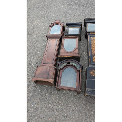 1250 - 3 x Longcase Clock Cases and Assorted Hoods