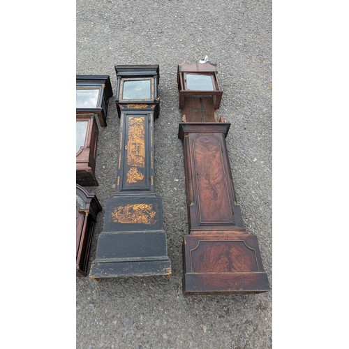 1250 - 3 x Longcase Clock Cases and Assorted Hoods