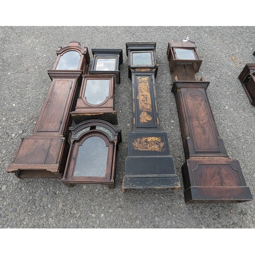 1250 - 3 x Longcase Clock Cases and Assorted Hoods