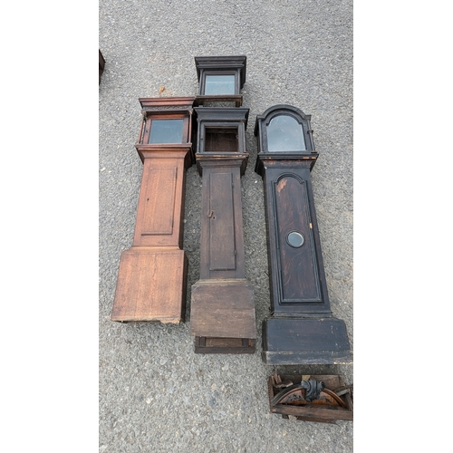 1249 - 3 x Longcase Clock Cases and Hood