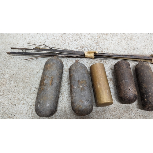 1247 - Assorted Long Case Clock Lead Weights and Pendulums