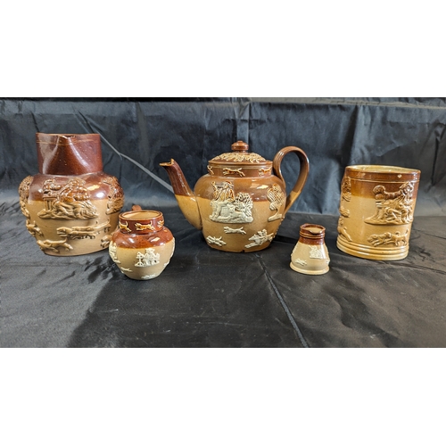 1216 - An Assortment of Royal Doulton Lambethware - Teapot , Jugs, Mug etc.