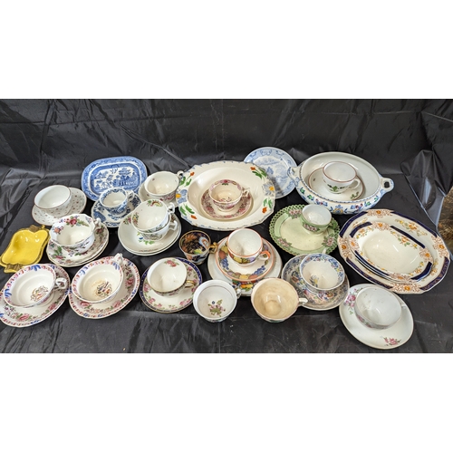 1217 - An Assortment of China Plates including a quantity of early 19th Century Teacups, Antique Rose and T... 