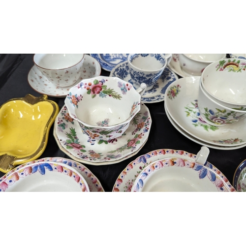 1217 - An Assortment of China Plates including a quantity of early 19th Century Teacups, Antique Rose and T... 