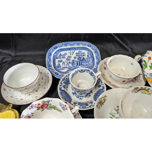 1217 - An Assortment of China Plates including a quantity of early 19th Century Teacups, Antique Rose and T... 