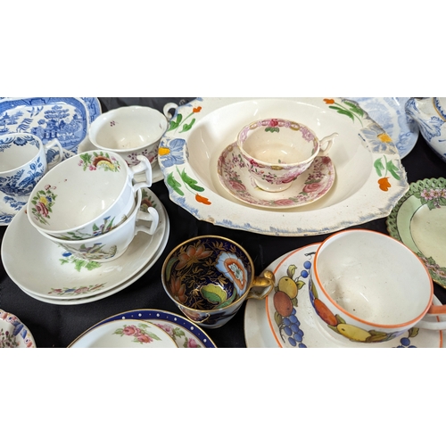 1217 - An Assortment of China Plates including a quantity of early 19th Century Teacups, Antique Rose and T... 