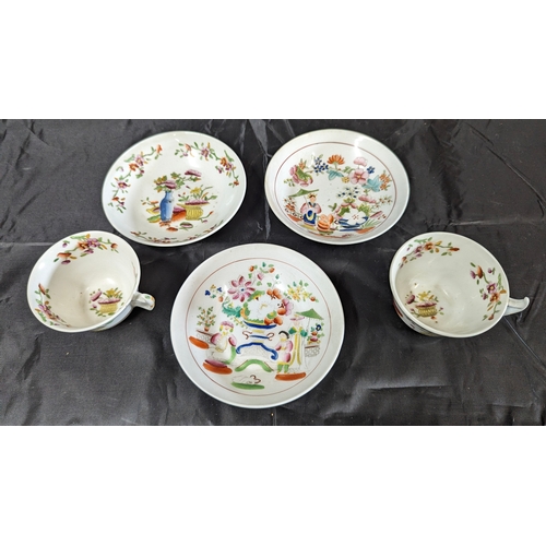 1218 - A Quantity of Hilditch & Sons 1819 - 1835 Hand Painted Tea Cups and Saucers, Lady with Lyne, Chinese... 