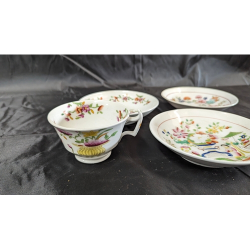 1218 - A Quantity of Hilditch & Sons 1819 - 1835 Hand Painted Tea Cups and Saucers, Lady with Lyne, Chinese... 