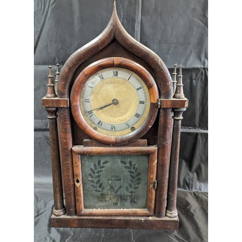 1243 - An EC Brewster and Son Round Gothic Shelf Clock - For Repair/ Restoration