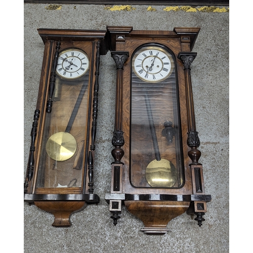 1241 - 2 x Vienna Wall Clock ( One Requires Repair to Trim as pictured - all pieces present)