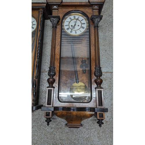 1241 - 2 x Vienna Wall Clock ( One Requires Repair to Trim as pictured - all pieces present)