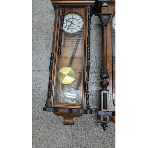 1241 - 2 x Vienna Wall Clock ( One Requires Repair to Trim as pictured - all pieces present)