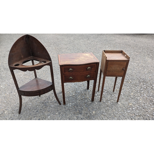 1238 - A Georgian Mahogany Corner Washstand , Bedside Washstand and Pot Cupboard