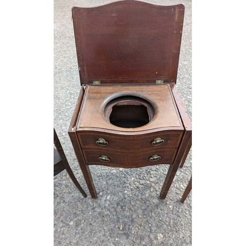 1238 - A Georgian Mahogany Corner Washstand , Bedside Washstand and Pot Cupboard