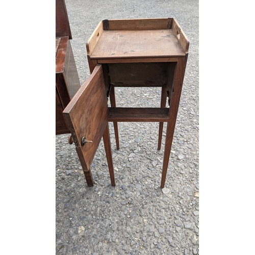 1238 - A Georgian Mahogany Corner Washstand , Bedside Washstand and Pot Cupboard