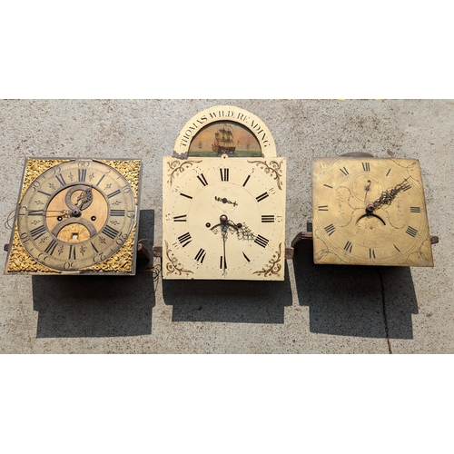 1248 - 3 x Longcase Clock Mechanisms - Thomas Wild of Reading, Wills Gate Shepton Mallett and William Raymo... 