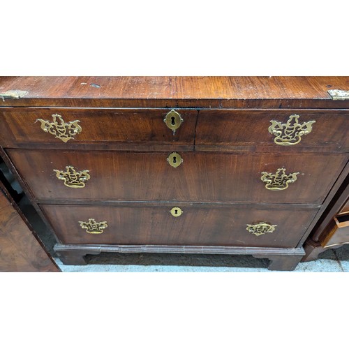 453 - Mahogany Bureau - in need of repair to hinges - Fold Out Top Taken off - all parts present  .