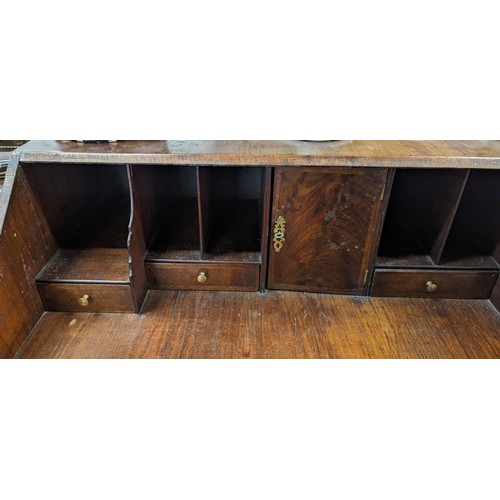 453 - Mahogany Bureau - in need of repair to hinges - Fold Out Top Taken off - all parts present  .