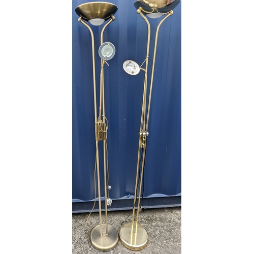 1234 - A pair of Bronze effect uplighters with reading lamp