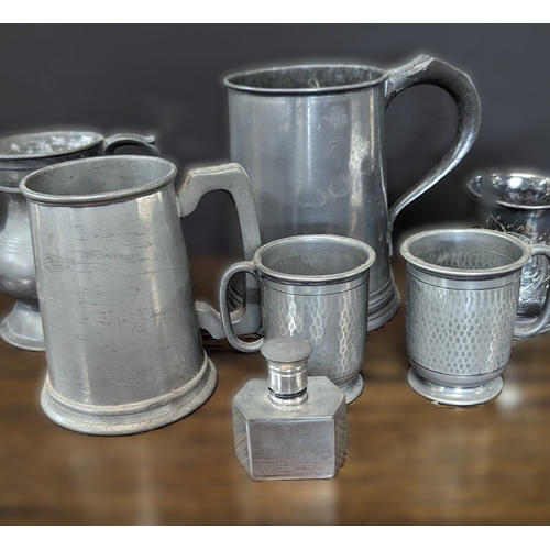 701F - A Selection of Pewterware and 1 x Silver Plated Tankard inc. British Nobleman Sheffield, Ondon etc,