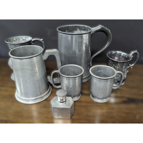 701F - A Selection of Pewterware and 1 x Silver Plated Tankard inc. British Nobleman Sheffield, Ondon etc,