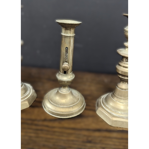 701G - Vintage Brass Candlesticks x 3