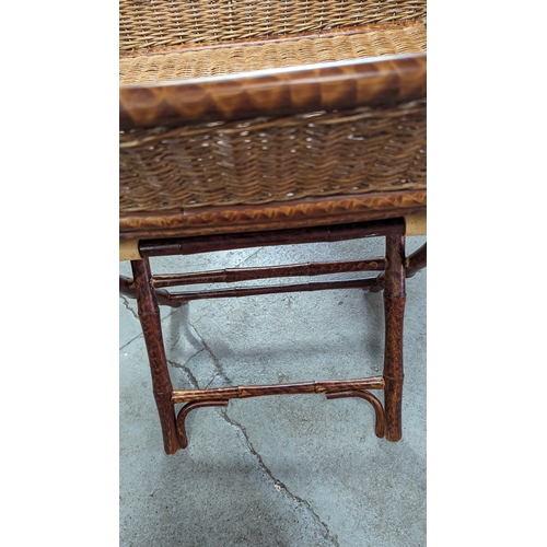 537B - Antique Bamboo and Wicker Butlers Serving Table - Removable Serving Tray. 670mm H, 610mm L, 455mm W ... 