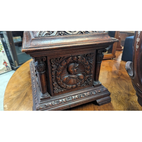 175B - A Heavily carved Edwards & Roberts Ballot/Postal Box depicting Roundheads and Cavaliers