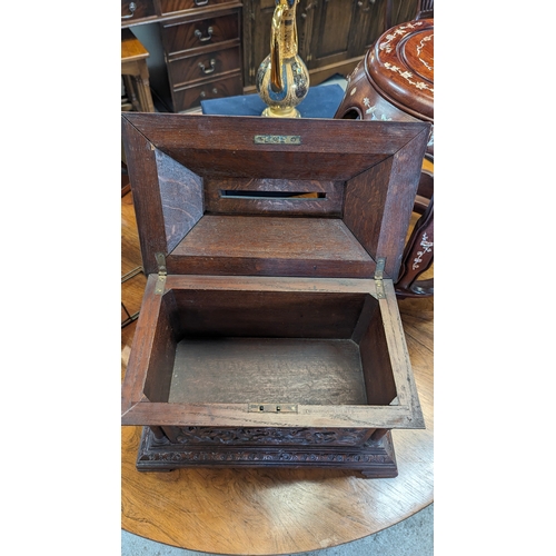 175B - A Heavily carved Edwards & Roberts Ballot/Postal Box depicting Roundheads and Cavaliers