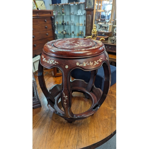 176B - A Chinese Mother of Pearl inlaid Drum Stool