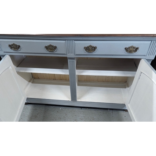 14 - A grey painted Edwardian sideboard - 150 x 50 x 98cm