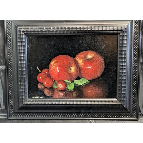 28 - Carlos Laharrague ( Spanish 1930) Still Life of an Red Apples. 18 inches x 15 inches in Frame , Visi... 