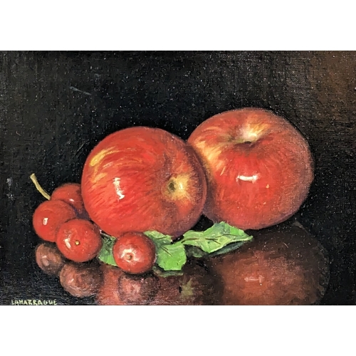 28 - Carlos Laharrague ( Spanish 1930) Still Life of an Red Apples. 18 inches x 15 inches in Frame , Visi... 