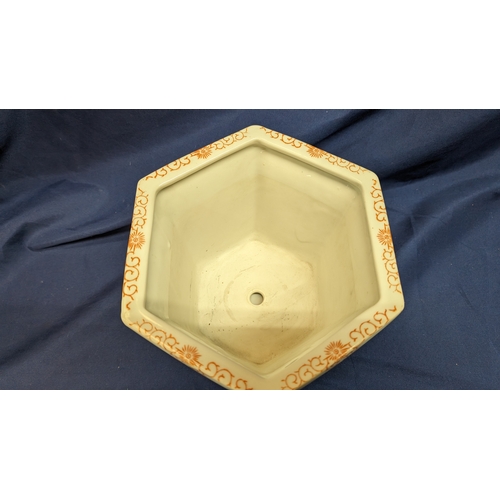 104 - Fine Chinese Famille Rose Hexagonal Jardiniere and Stand , Believed to be of the Republic Period.   ... 