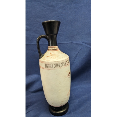 134 - Attic White Ground Lekythos P. Vaglis Museum Replicas Pottery Vases x 2 . 32cm High   From the count... 